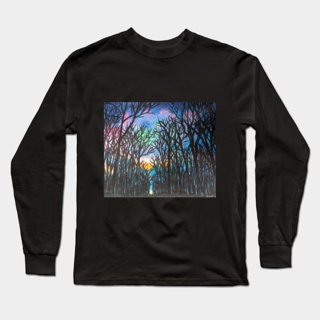 Forest at Night Long Sleeve T-Shirt by BeeeSWell Artistry